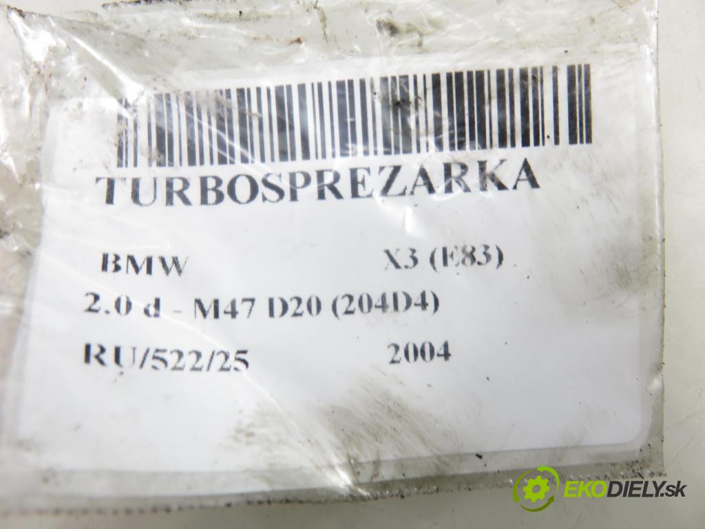 BMW X3 (E83) SUV 2004 110,00 2.0 d 150 - M47 D20 (204D4) 1995,00 Turbodúchadlo 7504315012S (Turbodúchadlo (kompletné))