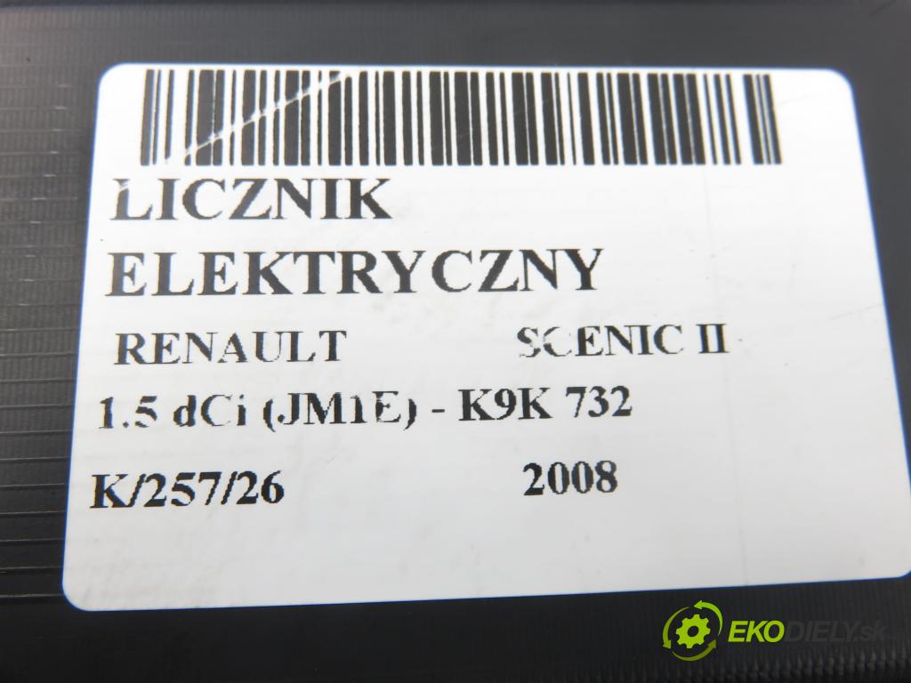 RENAULT SCENIC II (JM0/1_) MINIVAN 2008 78,00 1.5 dCi 106 - K9K 732 1461,00 Prístrojovka elektrický P8200787774A