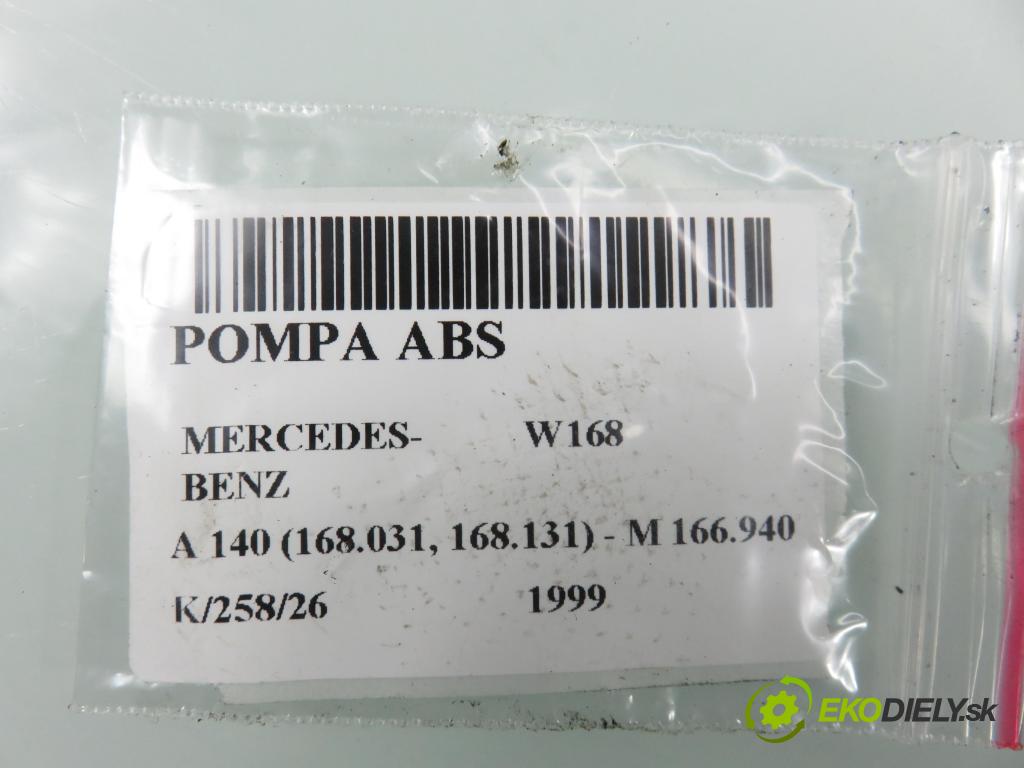 MERCEDES-BENZ KLASA A (W168) HB 1999 60,00 1.4 A 140 82 - M 166.940 1397,00 pumpa ABS 0265202412 ; A0034314512HL (Pumpa ABS)