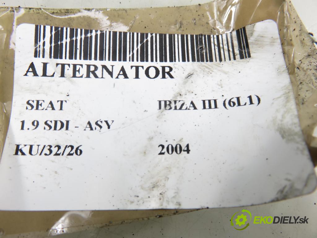 SEAT IBIZA III (6L1) HB 2004 47,00 1.9 SDI - ASY 1896,00 Alternátor 038903023L ; 0124325001 (Alternátor)