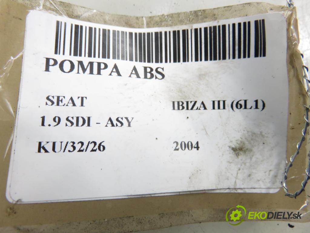 SEAT IBIZA III (6L1) HB 2004 47,00 1.9 SDI - ASY 1896,00 pumpa ABS 6Q0907379R ; 6Q0907379R ; 0265800363 (Pumpa ABS)