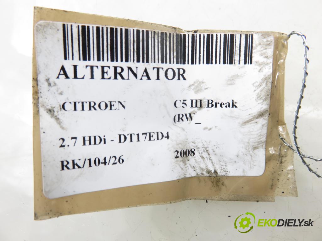 CITROEN C5 III Break (RW_) KOMBI 2008 150,00 2.7 HDi - UHZ (DT17BTED4) 2720,00 Alternátor 0121715001 (Alternátor)