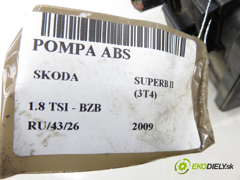 SKODA SUPERB II (3T4) SEDAN 2009 118,00 1.8 TSI - BZB 1798,00 pumpa ABS 3T0907379A ; 10096003663 ; 3T0614517 (Pumpa ABS)