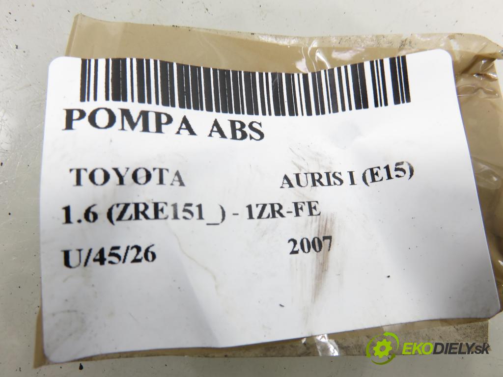 TOYOTA AURIS (_E15_) HB 2007 91,00 1.6 Dual-VVTi 124 - 1ZR-FE 1598,00 Pumpa ABS 0265800527 (Pumpa ABS)