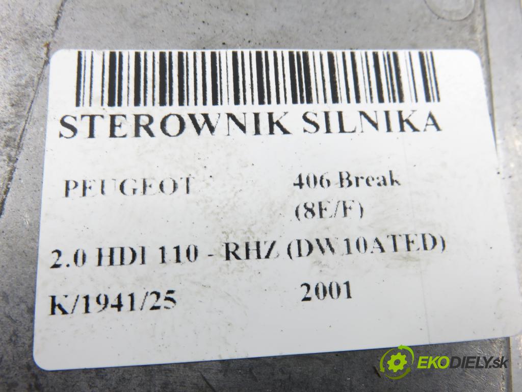 PEUGEOT 406 Break (8E/F) KOMBI 2001 80,00 2.0 HDI 110 - RHZ (DW10ATED) 1997,00 řídící jednotka motora 0281010363 ; 9641608080