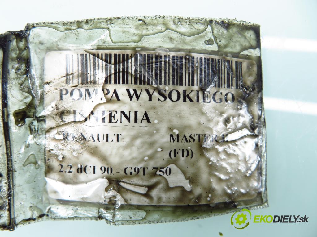 RENAULT MASTER II Skrzynia (FD) FURGON 2006 66,00 2.2 dCI 90 - G9T 750 2188,00 pumpa vysokého TLAK: 8200170377 ; 0445010033 ; 0928400487