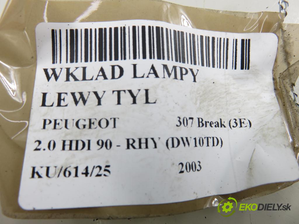 PEUGEOT 307 Break (3E) KOMBI 2003 66,00 2.0 HDI 90 - RHY (DW10TD) 1997,00 PŘÍSPĚVEK svetla levý ZADNÍ: 89026938
