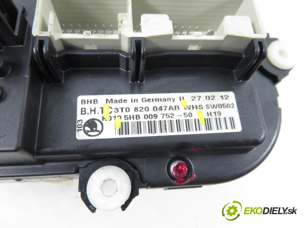 SKODA OCTAVIA II (1Z3) LIFTBACK 2012 75,00 1.6 - BSE 1595,00 Panel topení KLIMATRONIK 3T0820047AB ; 5HB00975250