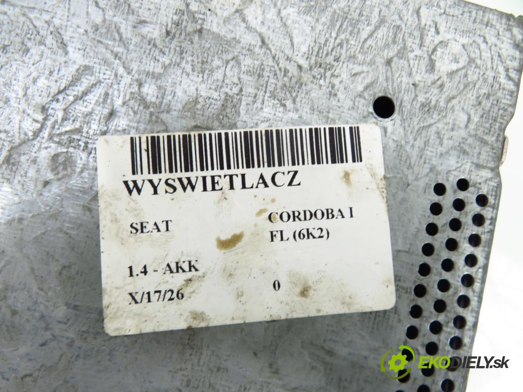 SEAT CORDOBA (6K2) SEDAN 2002 44,00 1.4 - AKK 1390,00 RADIO modul 6K0035152A ; 6K4520102