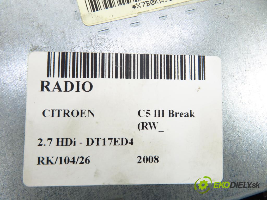 CITROEN C5 III Break (RW_) KOMBI 2008 150,00 2.7 HDi - UHZ (DT17BTED4) 2720,00 RADIO CD 96647951CL