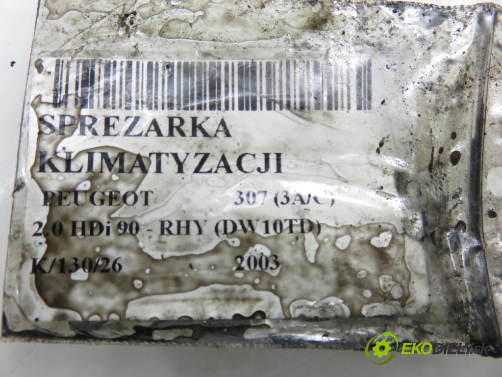 PEUGEOT 307 (3A/C) HB 2003 66,00 2.0 HDi 90 - RHY (DW10TD) 1997,00 KOMPRESOR: klimatizácie SD7V16 (Kompresor klimatizácie)