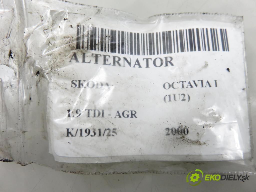 SKODA OCTAVIA I (1U2) LIFTBACK 2000 66,00 1.9 TDI 90- AGR 1896,00 Alternátor 028903028E ; 0124515010 (Alternátor)