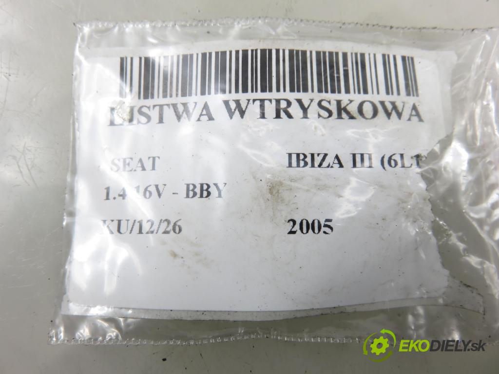 SEAT IBIZA III (6L1) HB 2005 55,00 1.4 16V - BBY 1390,00 lišta vstřikovací 036906031AB ; 4140A03988 ; 036133319BH (Vstřikovací lišta)