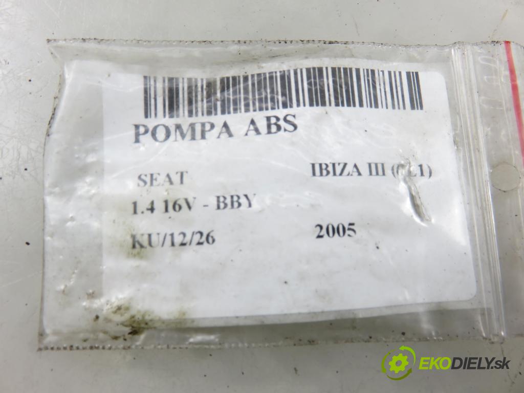 SEAT IBIZA III (6L1) HB 2005 55,00 1.4 16V - BBY 1390,00 pumpa ABS 6Q0907379R ; 0265800363 ; 6Q0614117C (Pumpa ABS)