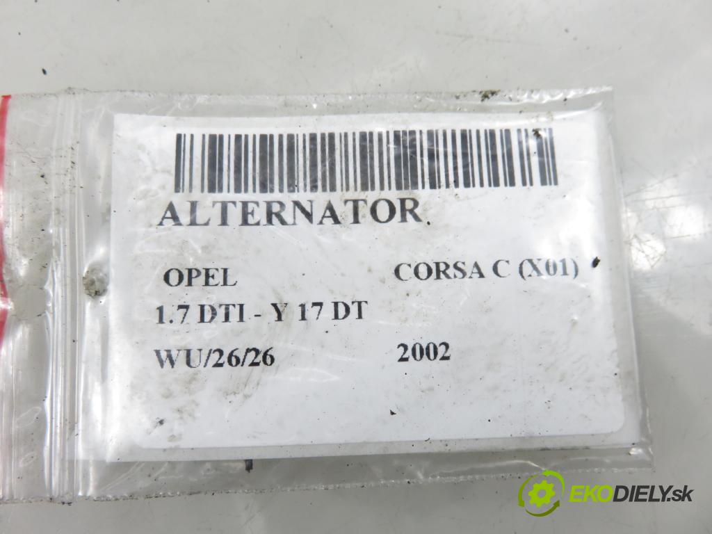 OPEL CORSA C (X01) HB 2002 55,00 1.7 DTI - Y 17 DT 1686,00 Alternátor LR170509F ; 8971891124 (Alternátor)