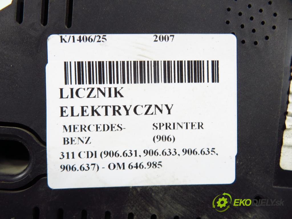MERCEDES-BENZ SPRINTER 3,5-t Skrzynia (906) FURGON 2007 80,00 311 CDI (906.631, 906.633, 906.635, 906.637) - OM 2148,00 prístrojovka elektrický A9064466621