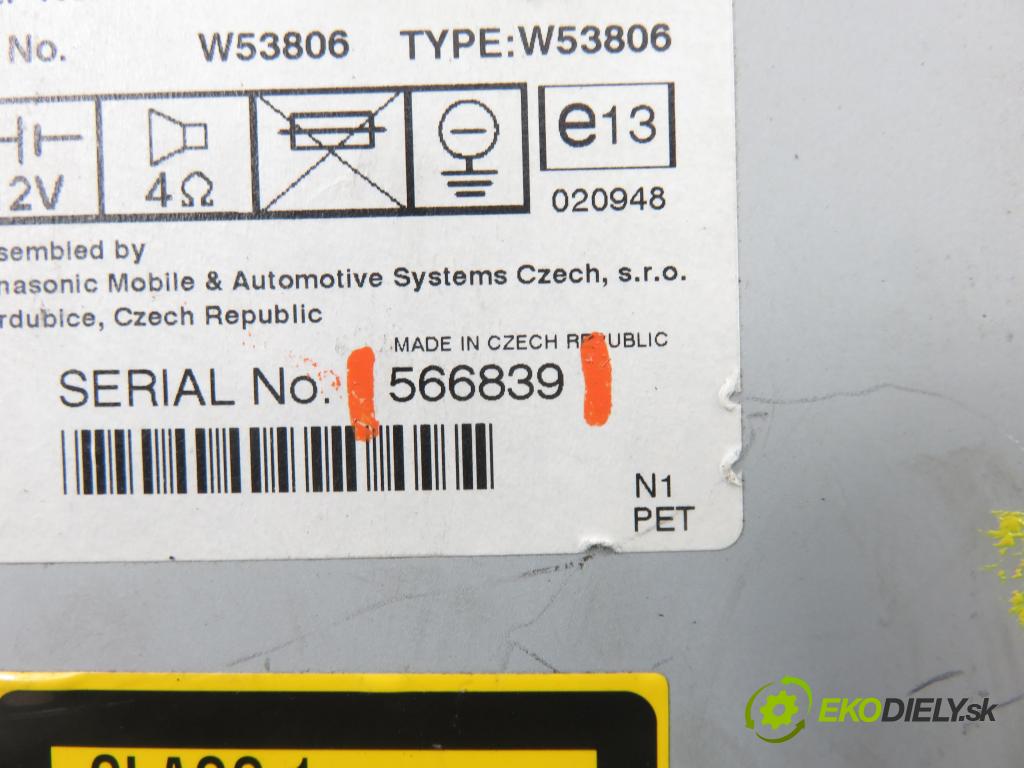 TOYOTA YARIS (_P1_) HB 2004 50,00 1.0 VVT- i 68 - 1SZ-FE 998,00 RADIO CD 861200D140 ; 566839