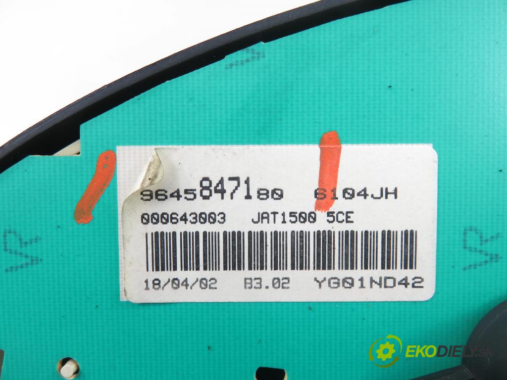 PEUGEOT 206 liftback (2A/C) HB 2003 55,00 1.4 75 - KFW 1360,00 Prístrojovka elektrický 9645847180