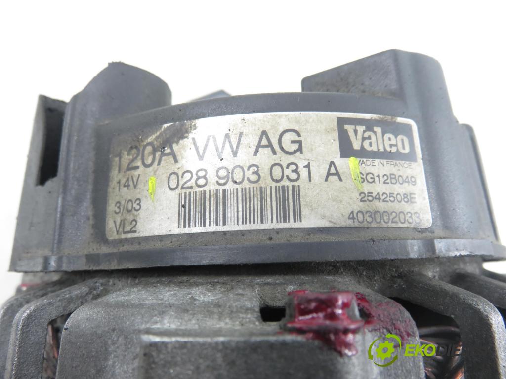 VW PASSAT B5.5 Variant (3B6) KOMBI 2002 96,00 1.9 TDI - AWX 1896,00 Alternátor 028903031A (Alternátor)