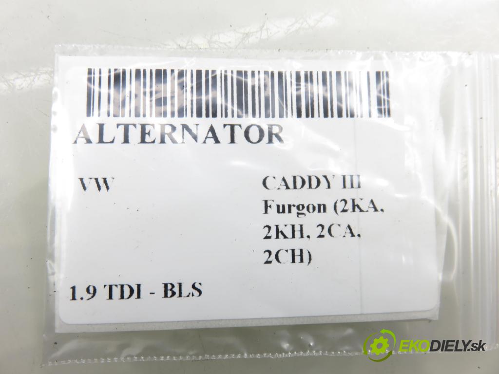 VW CADDY III Furgon (2KA, 2KH, 2CA, 2CH) FURGON 2006 77,00 1.9 TDI - BLS 1896,00 Alternátor 06F903023D (Alternátor)