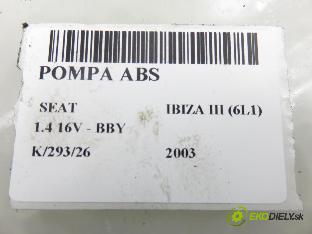 SEAT IBIZA III (6L1) HB 2003 55,00 1.4 16V - BBY 1390,00 pumpa ABS 6Q0907379G ; 6Q0614117E ; 0265222006 (Pumpa ABS)