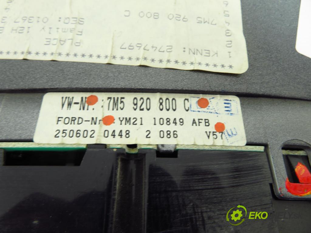 FORD GALAXY (WGR) MINIVAN 2002 85,00 2.0 i DOHC 116 - NSE 1998,00 prístrojovka elektrický 7M5920800C ; YM2110849AFB