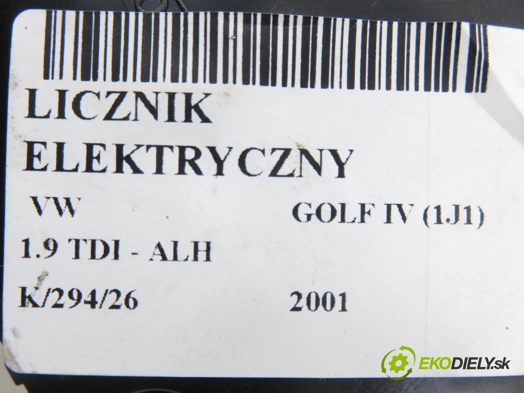 VW GOLF IV (1J1) HB 2001 66,00 1.9 TDI 90 - ALH 1896,00 prístrojovka elektrický 1J0920825B ; 0263628062 ; 1035100002