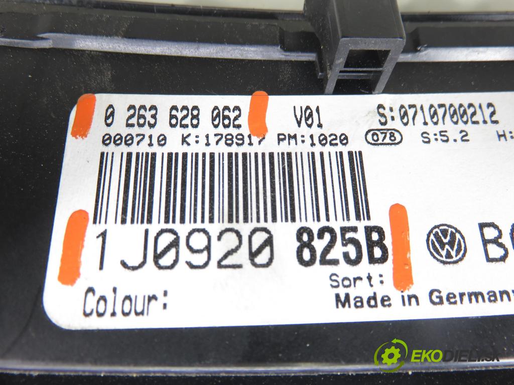 VW GOLF IV (1J1) HB 2001 66,00 1.9 TDI 90 - ALH 1896,00 prístrojovka elektrický 1J0920825B ; 0263628062 ; 1035100002