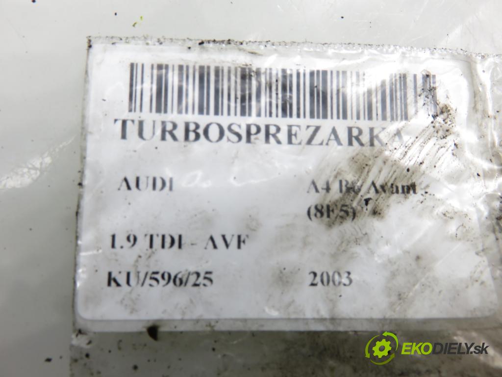 AUDI A4 Avant (8E5, B6) KOMBI 2003 96,00 1.9 TDI PD 130 - AVF 1896,00 RYCHLONABÍJEČKA: 038145702G (Kompletní turbodmychadlo)