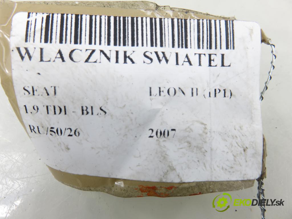 SEAT LEON (1P1) HB 2007 77,00 1.9 TDI - BLS 1896,00 prepínač svetlá 1P1941431B ; 5P0919094A