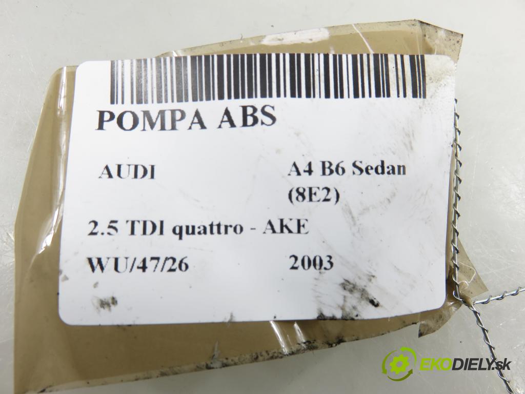 AUDI A4 (8E2, B6) SEDAN 2003 132,00 2.5 TDI V6 180 quattro - AKE 2496,00 pumpa ABS 0265950012 (Pumpa ABS)