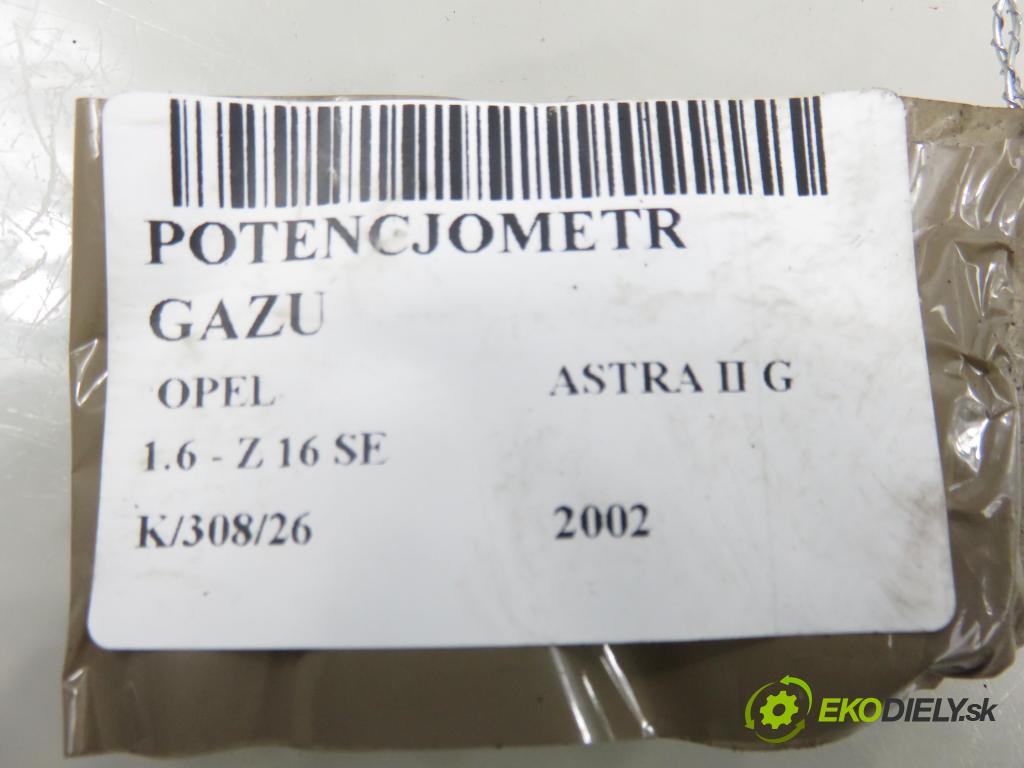 OPEL ASTRA G liftback (T98) HB 2002 62,00 1.6 8V - Z 16 SE 1598,00 Potenciometer plynu 9157998BK (Potenciometer plynového pedálu)