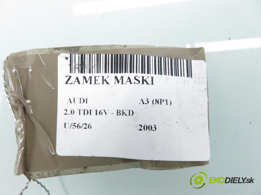 AUDI A3 (8P1) HB 2003 103,00 2.0 TDI PD 16V 140 1968,00 zámok kapoty 8P0823509C