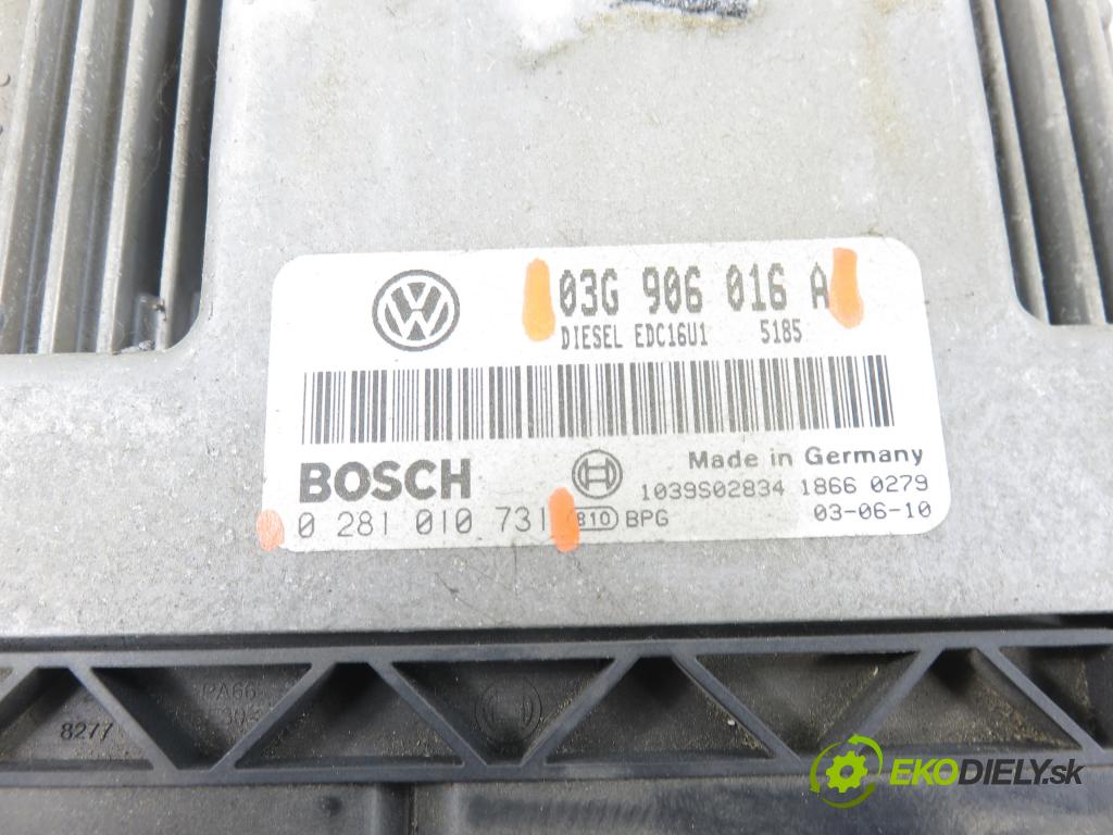 VW TOURAN (1T1, 1T2) MINIVAN 2004 74,00 1.9 TDI PD 100 - AVQ 1896,00 řídící jednotka motora 03G906016A ; 0281010731