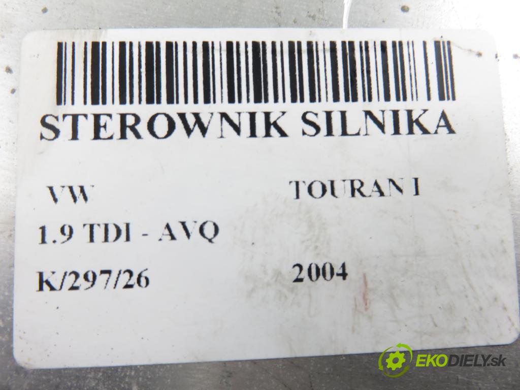 VW TOURAN (1T1, 1T2) MINIVAN 2004 74,00 1.9 TDI PD 100 - AVQ 1896,00 řídící jednotka motora 03G906016A ; 0281010731