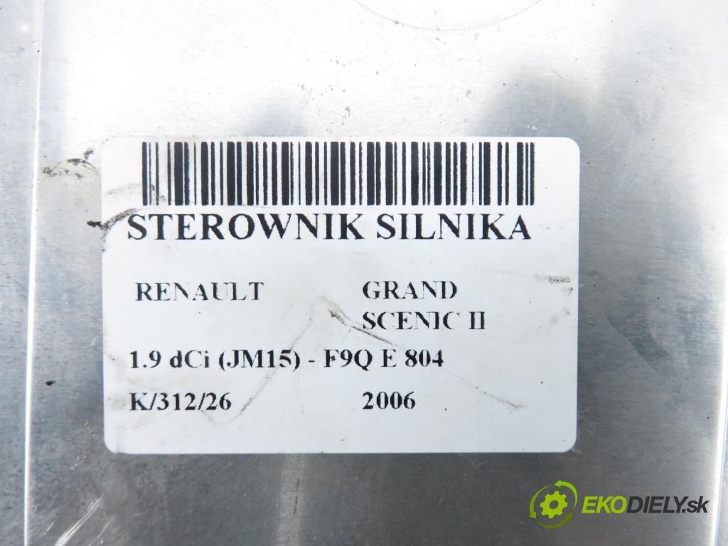 RENAULT GRAND SCENIC II (JM0/1_) MINIVAN 2006 0,00 1.9 dCi (JM15) - F9Q E 804 1870,00 řídící jednotka motora 0281012589 ; 8200527725
