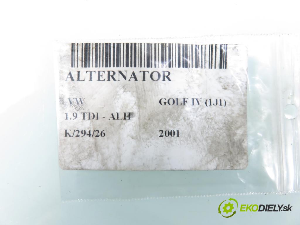 VW GOLF IV (1J1) HB 2001 66,00 1.9 TDI 90 - ALH 1896,00 Alternátor 028903028E ; 0124515010 (Alternátor)
