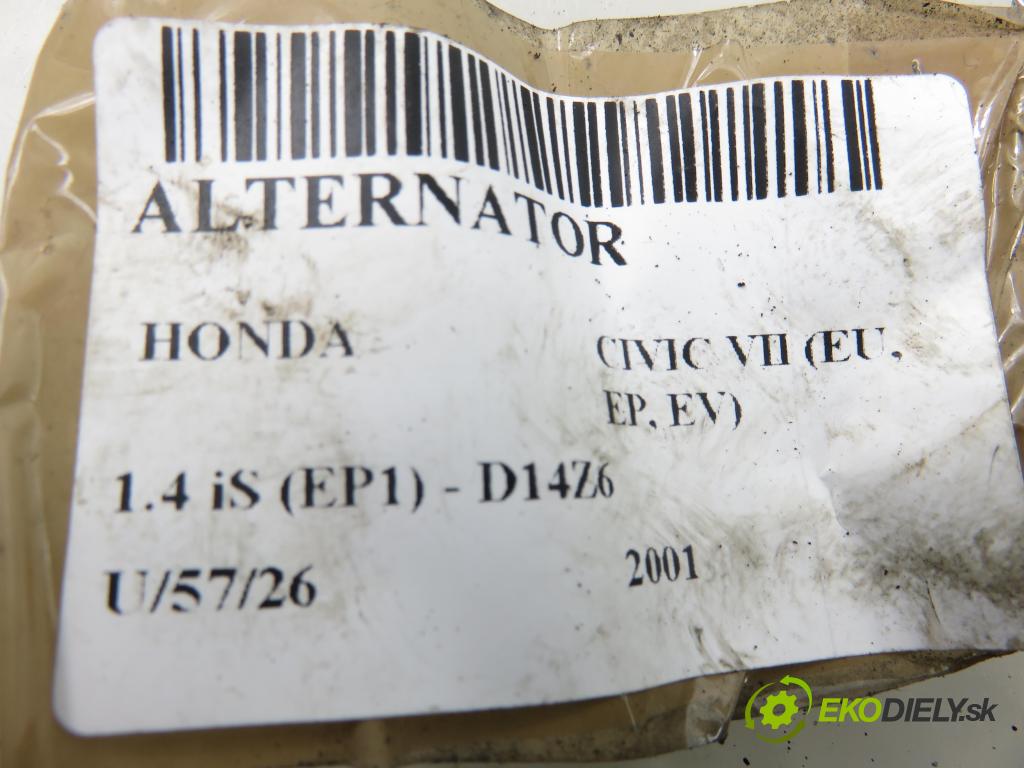HONDA CIVIC VII Hatchback (EU, EP, EV) HB 2001 66,00 1.4 iS (EP1) 90 - D14Z6 1396,00 Alternátor A5TA7091ZE (Alternátor)