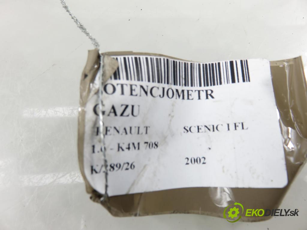 RENAULT SCENIC I (JA0/1_) MINIVAN 2002 0,00 1.6 - K4M 708 1598,00 Potenciometer plynu 7700431918 (Potenciometer plynového pedálu)