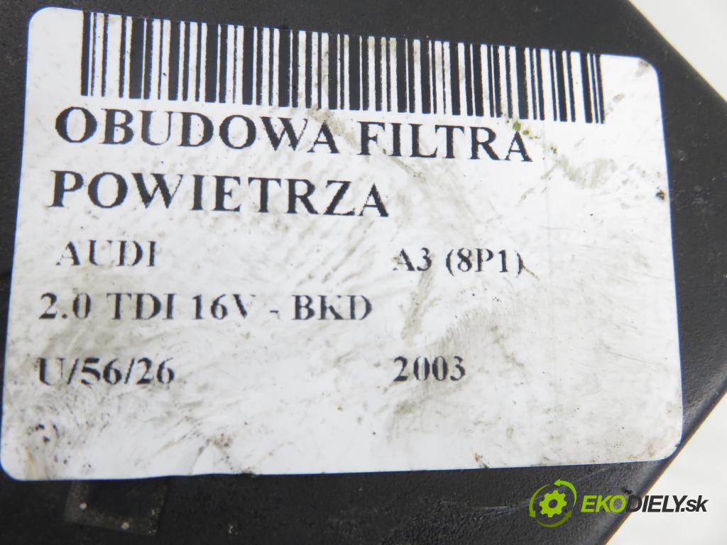 AUDI A3 (8P1) HB 2003 103,00 2.0 TDI PD 16V 140 1968,00 obal filtra vzduchu 1K0129607M ; 1K0129601AA ; 1K0129620D (Kryt vzduchového filtru)