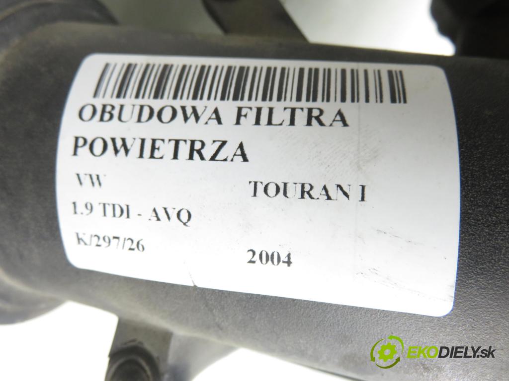 VW TOURAN (1T1, 1T2) MINIVAN 2004 74,00 1.9 TDI PD 100 - AVQ 1896,00 Obal filtra vzduchu 1K0129620D ; 1K0129607K ; 1K0129601S (Obal vzduchového filtra)