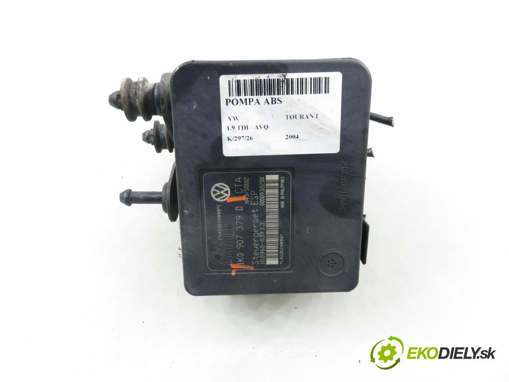 VW TOURAN (1T1, 1T2) MINIVAN 2004 74,00 1.9 TDI PD 100 - AVQ 1896,00 Pumpa ABS 1K0907379D ; 1K0614517B ; 10020600404 (Pumpa ABS)