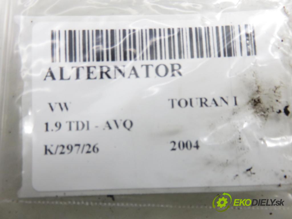 VW TOURAN (1T1, 1T2) MINIVAN 2004 74,00 1.9 TDI PD 100 - AVQ 1896,00 Alternátor 06F903023FX (Alternátor)