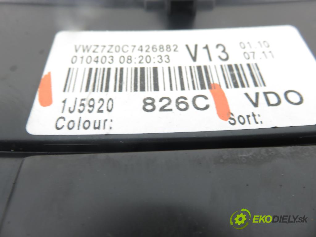 VW GOLF IV (1J1) HB 2003 74,00 1.9 TDI PD 101 - AXR 1896,00 Prístrojovka elektrický 1J5920826C