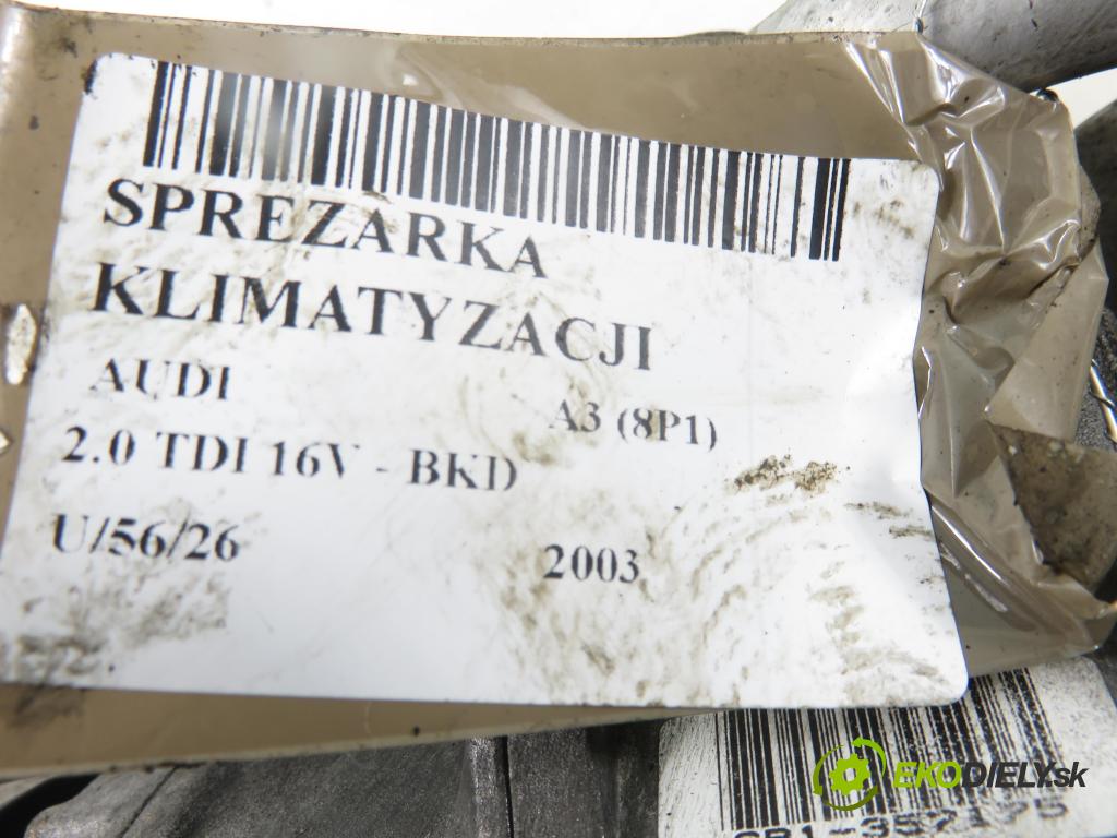 AUDI A3 (8P1) HB 2003 103,00 2.0 TDI PD 16V 140 1968,00 KOMPRESOR: klimatizácie 1K0820803J ; 4472209352 (Kompresor klimatizácie)