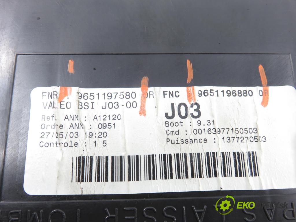 PEUGEOT 307 (3A/C) HB 2003 79,00 2.0 HDi 110 - RHS 1997,00 MODUL BSI 9651197580 ; 9651196880