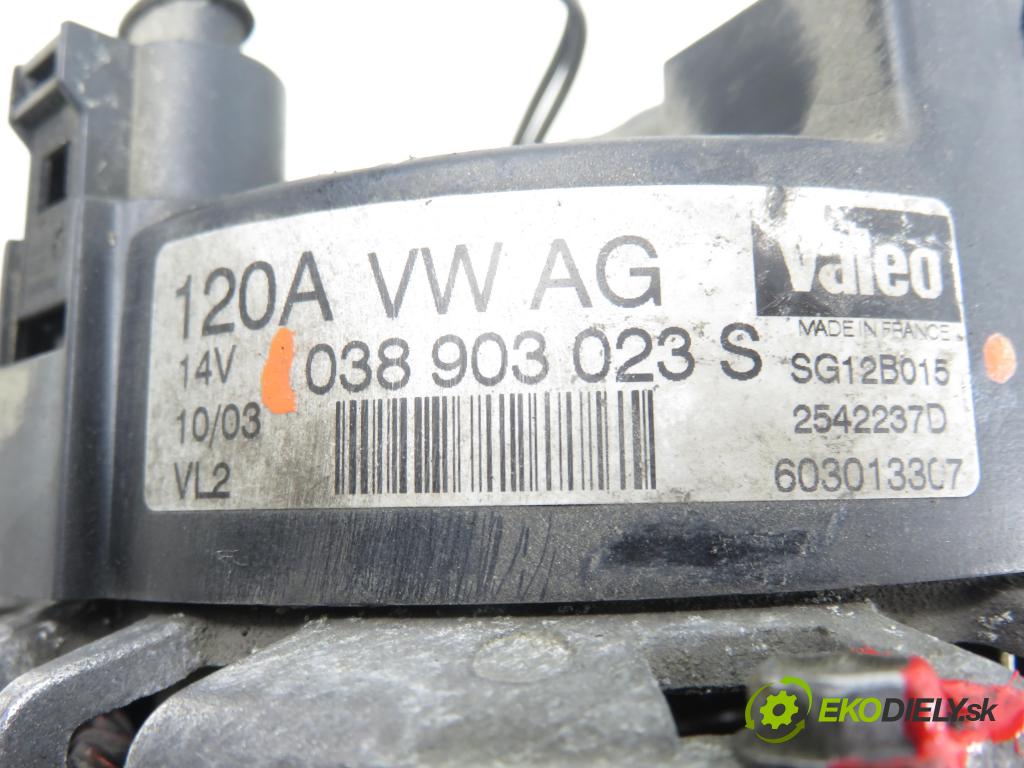 VW GOLF IV (1J1) HB 2003 74,00 1.9 TDI PD 101 - AXR 1896,00 Alternátor 038903023S ; SG12B015 (Alternátor)