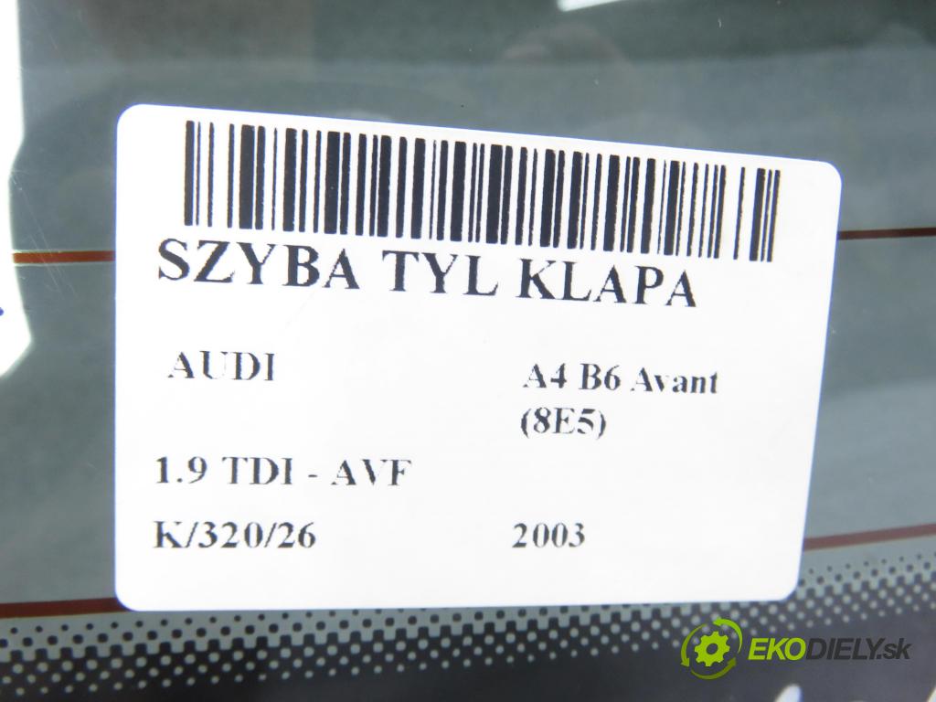 AUDI A4 Avant (8E5, B6) KOMBI 2003 96,00 1.9 TDI PD 130 - AVF 1896,00 Okno zadné kapota