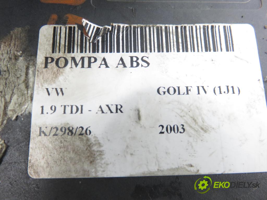 VW GOLF IV (1J1) HB 2003 74,00 1.9 TDI PD 101 - AXR 1896,00 Pumpa ABS 1C0907379L ; 10096003343 ; 1J0614117G (Pumpa ABS)