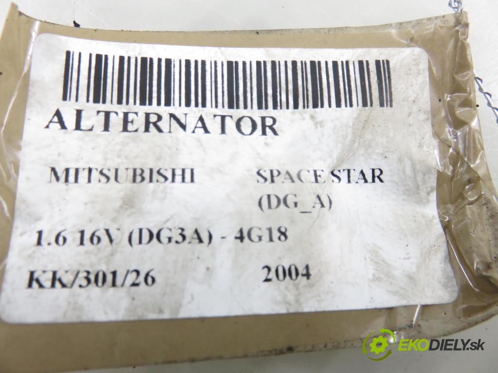 MITSUBISHI SPACE STAR nadwozie wielkoprzestrzenne (MPV) (DG_A) MINIVAN 2004 72,00 1.6 16V (DG3A) 98 - 4G18 1584,00 Alternátor MD357744 ; 0124325008 (Alternátor)